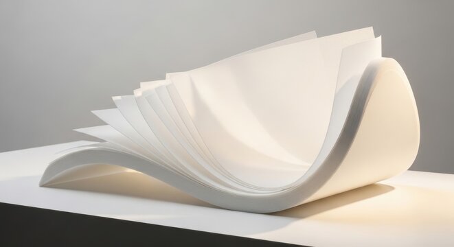 Sculptural Layers of Delicate Vellum Sheets Displaying Gentle Curves and Soft Light