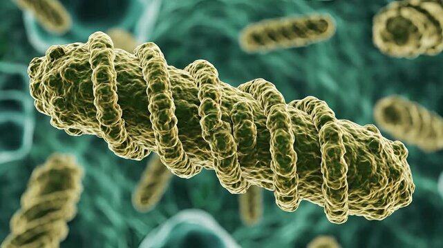 Microscopic view of a spiral bacteria a common pathogen in scientific research.