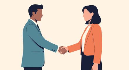 Obraz premium Businessman and businesswoman shaking hands.