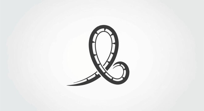 Stylized black roller coaster loop with a swirling track and a smooth start