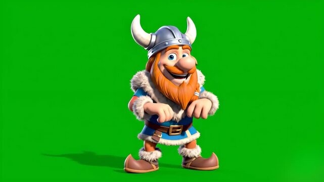 A friendly, high-detail 3D cartoon viking with a red beard and horned helmet stands in a neutral pose. This high-quality character render is perfect for game trailers, children's storytelling, or fant