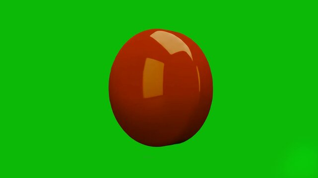 A high-quality 3D animation of a smooth brown circular button with a glossy finish. Isolated on a chroma key green screen, this asset is perfect for game interfaces, website mockups, and digital produ