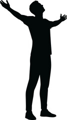 Fototapeta premium A silhouette of a man with arms outstretched enjoying a moment of freedom and connection