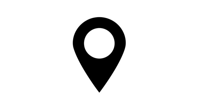 Black Location Pin Icon Symbol.