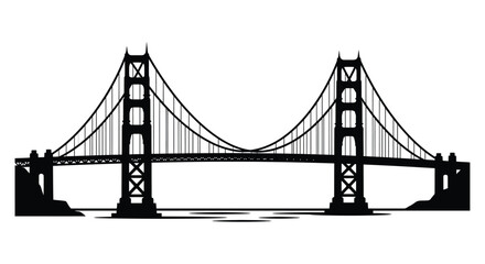 Golden gate bridge in san francisco a striking black silhouette © MST
