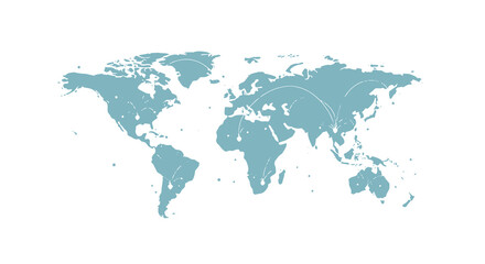 Naklejka premium Minimalist Light Blue World Map Silhouette for Global Concept Design