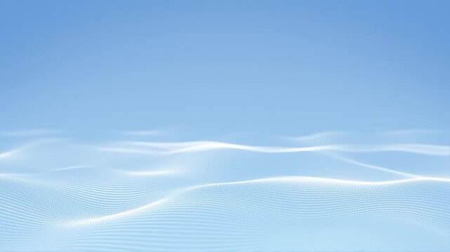 Digital Paradise Celestial Expanse Gentle Blue Waves, Bright White Wave Surface Light Blue Background, Abstract Delicate Wavy Flow Soft Motion Clean Minimal Landscape Loop 4K 60fps