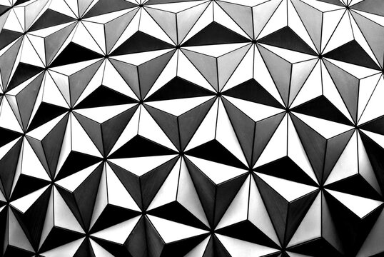 Black and White 3D Triangle Geometric Pattern Background