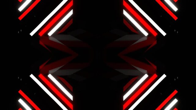 Red and White Neon Light Elements Kaleidoscope Background VJ Loop in 4K
