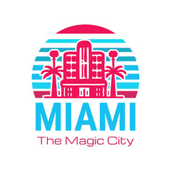 Fototapeta premium Miami Design Fun Art For T-Shirt