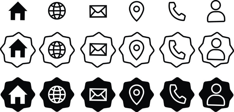 Contact and communication icons set. This set is designed for consistency and versatility in web design, business cards, or mobile application contact sections.