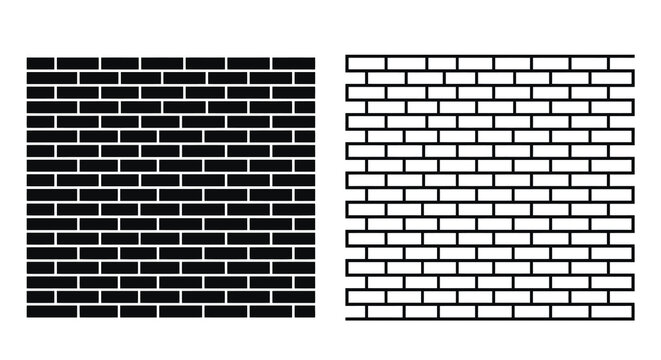 Two brick wall patterns one solid and one open in black silhouette