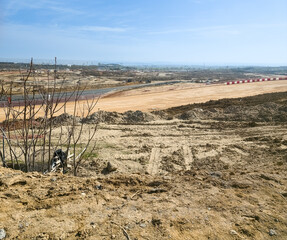 Fototapeta premium Madrid formula 1 circuit construction progressing on site