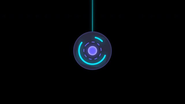 Glowing orb with neon rings is a vibrant and futuristic decoration perfect for backgrounds, technology concepts, and scifi designs.