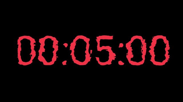Digital timer countdown glowing red numbers dark background abstract seamless loop futuristic display ticking clock urgency deadline concept animation minimal cyber interface motion graphic