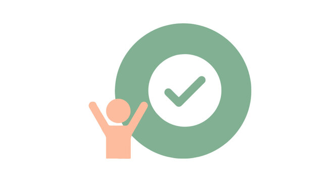 Young Person Holding Checkmark Sign for Success and Achievement