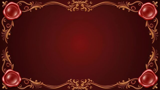 深紅の封蝋装飾が彩る重厚な物語風フレームアニメーション背景