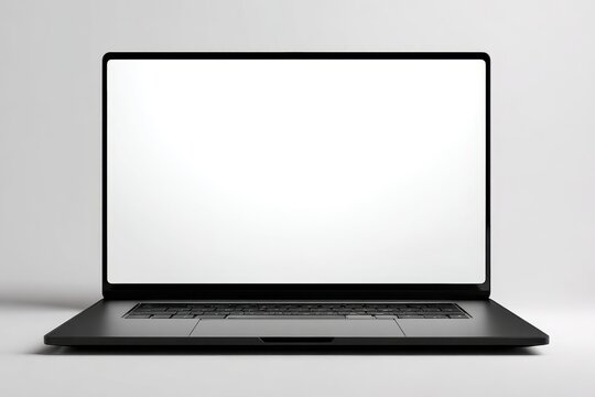 Studio-style laptop display placeholder on white background, front-facing angle