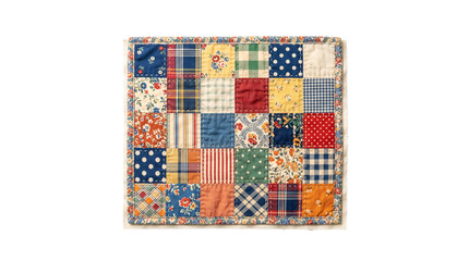Obraz premium A colorful patchwork quilt with various patterns and textures on display