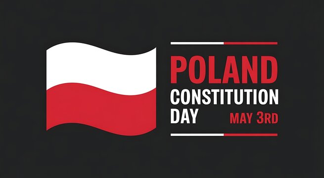 Poland constitution day may 3rd celebration with flag on black background