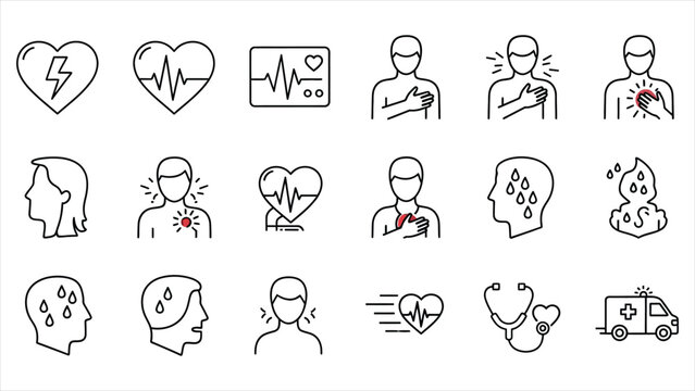A Detailed Iconography of Heart Failure Indicators, Diagnostic Tools, and Immediate Medical Intervention Protocols.