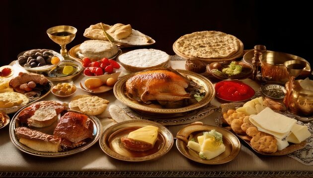 Lavish Feast - A Table Overflowing with Culinary Delights.