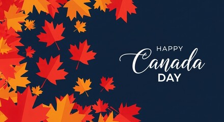 Fototapeta premium Happy canada day celebration with vibrant maple leaves
