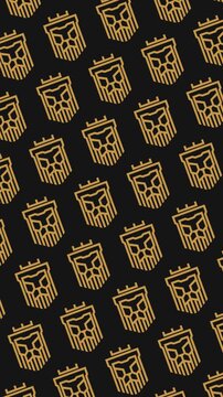 Vertical Gold lion king seamless pattern looping animation
