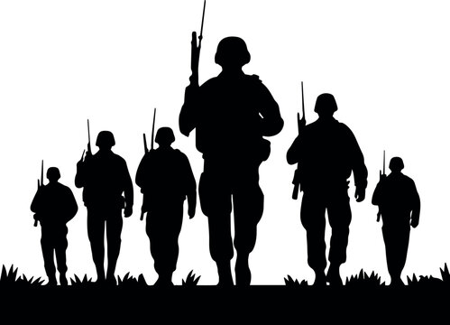 Reenactors in combat formation on field