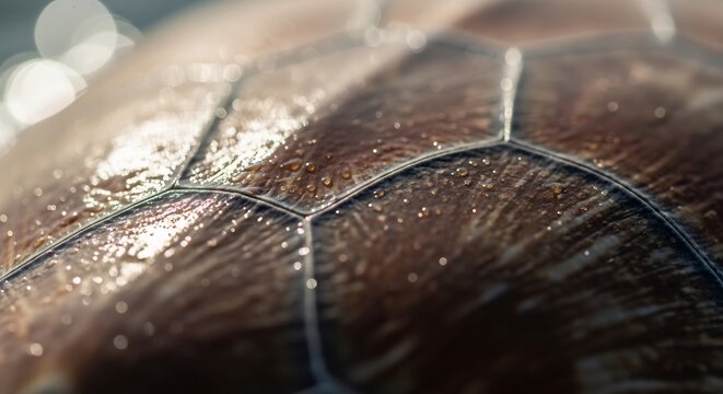 Close up macro shot of a sea turtles shell pattern.
