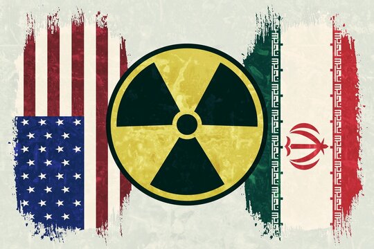 US Iran war over nuclear weapons and uranium enrichment. Middle East geopolitical tensions between US Iran causes major oil crisis in world. Nuclear deal between USA and Iran. Ceasefire talks.