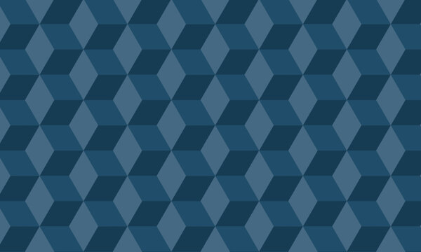 Blue Isometric Cube Pattern: Seamless Geometric 3D Background, Art & Illustration