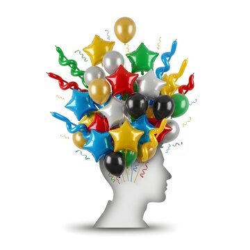 Imagination and creativity exploding from a silhouette head