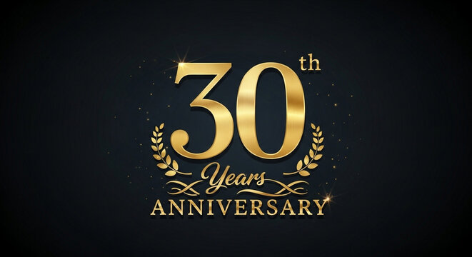 Golden 30th Anniversary Logo on Black Background