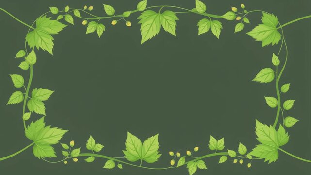 植物がやさしく伸びて囲む癒やしのボタニカルフレーム背景