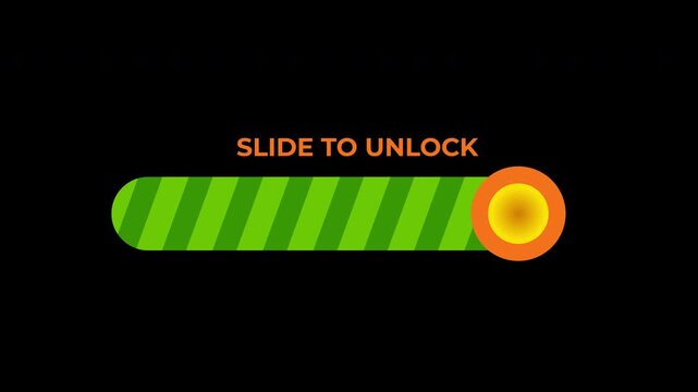 slide to unlock security concept, slider button moving on alpha background. 4k video animation