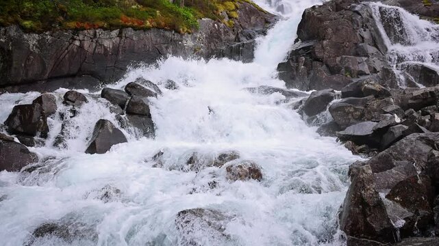 The beautiful Langfossen waterfall in Norway
