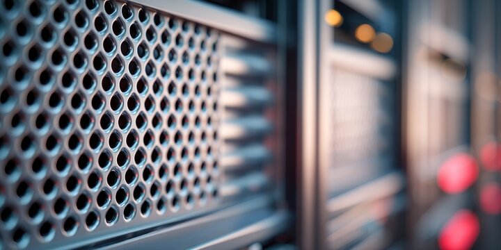 Precision Engineering Close-Up of Data Center Vent Cooling Systems in Industrial Environment Showcasing Advanced Technology and Design for Optimal Performance