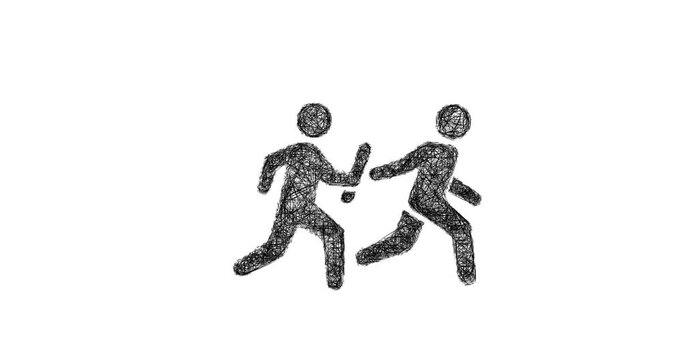 Sketch relay race icon animation - smooth progressive reveal