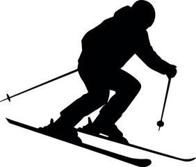 Fototapeta premium Skier silhouette for resort poster and banner