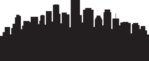 Fototapeta premium City skyline silhouette with many tall buildings and a central skyscraper with architecture