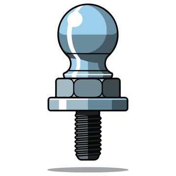 chrome ball knob bolt and nut flat vector hardware illustration