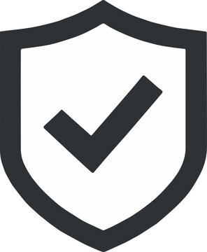 Shield check mark certification badge for product