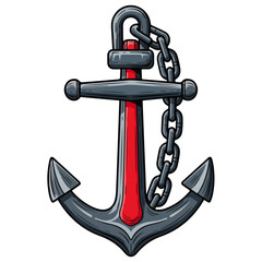 Naklejka premium Nautical Anchor With Chain Cartoon Vector Illustration