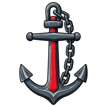 Nautical Anchor With Chain Cartoon Vector Illustration