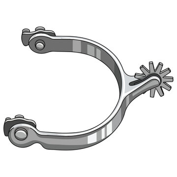 silver metal horse spur flat vector illustration