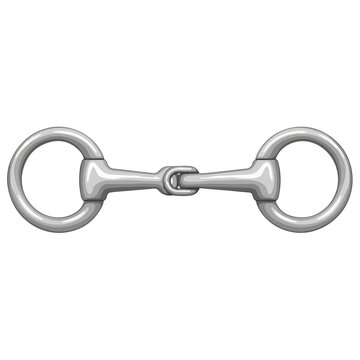 Silver Loose Ring Horse Snaffle Bit Flat Vector Design