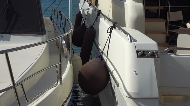 yachts sit in the sunny marina