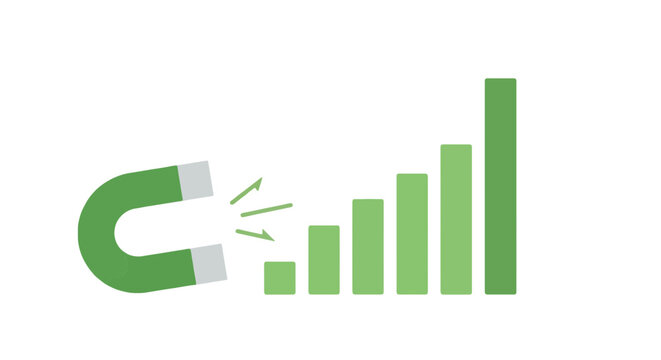Magnet Attracting Metal Particles with Signal Waves Illustration