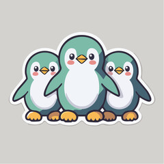 Obraz premium Cute Cartoon Penguins Family